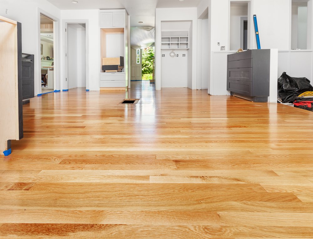 A recently resurfaced hardwood floor in an Oak Park home.
