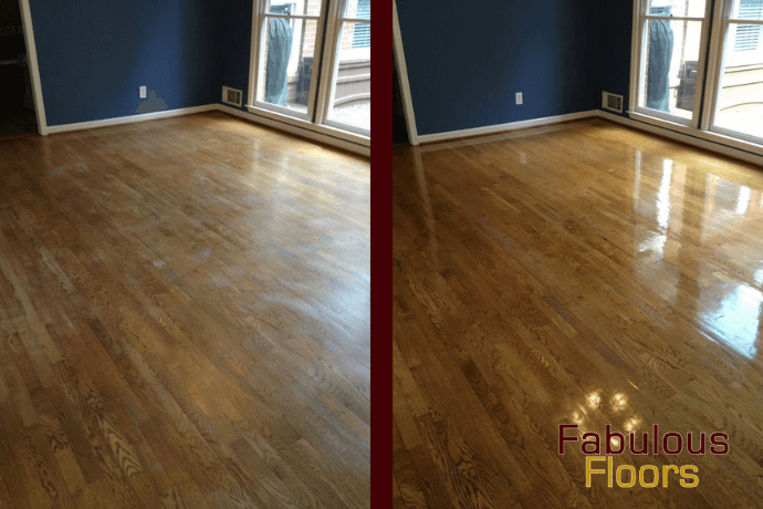 before and after hardwood floor refinishing in winnetka, IL