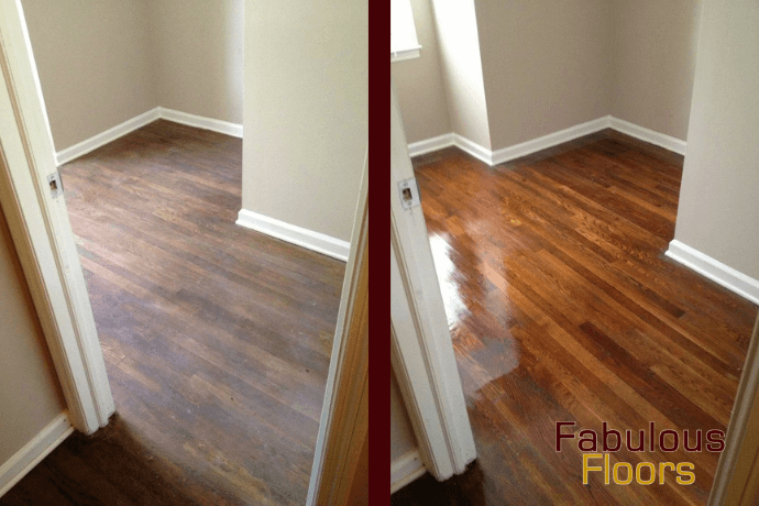 before and after hardwood floor refinishing in Lake Forest, IL