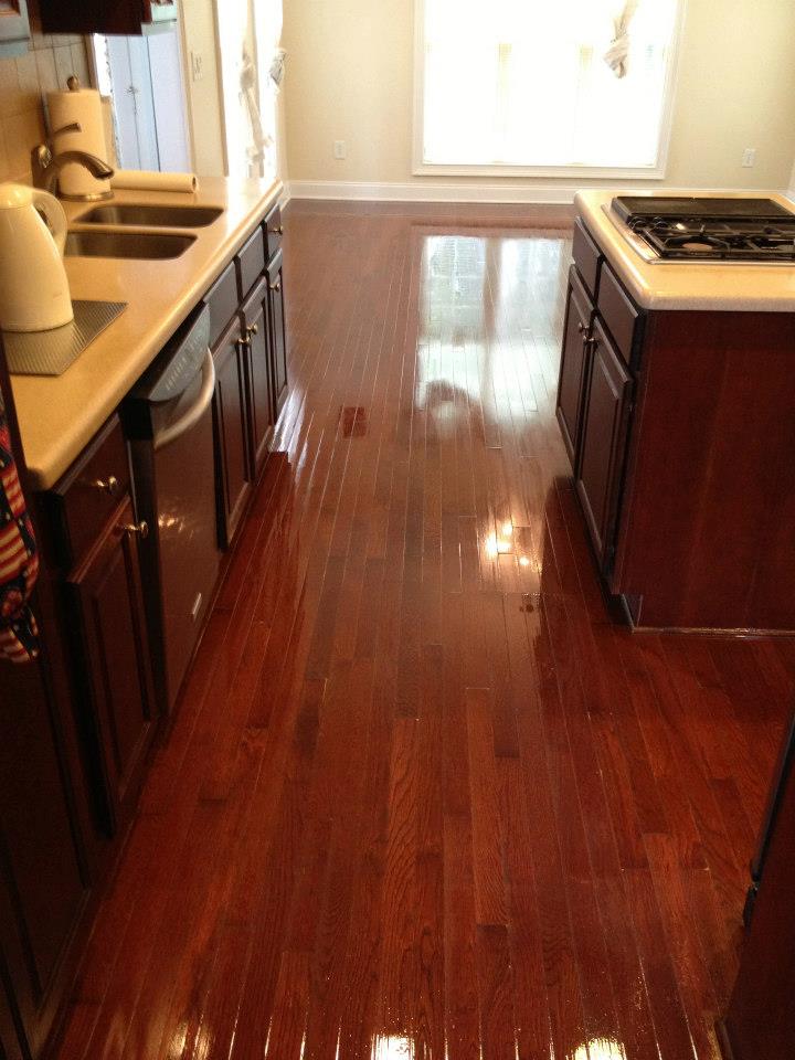 A recently refinished hardwood floor in a Schaumburg home