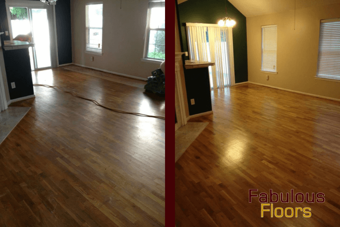 before and after hardwood floor refinishing in Schaumburg, IL